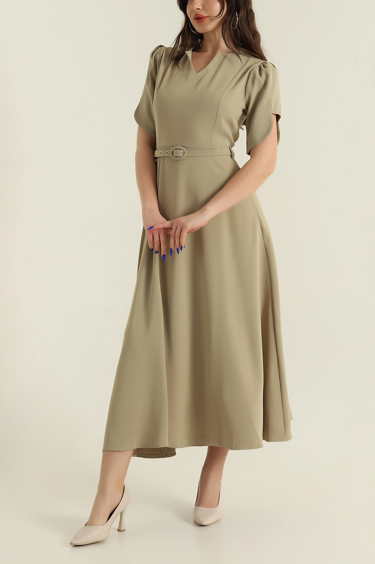 Haki Yeni Sezon Twill Kadın Elbise 425140