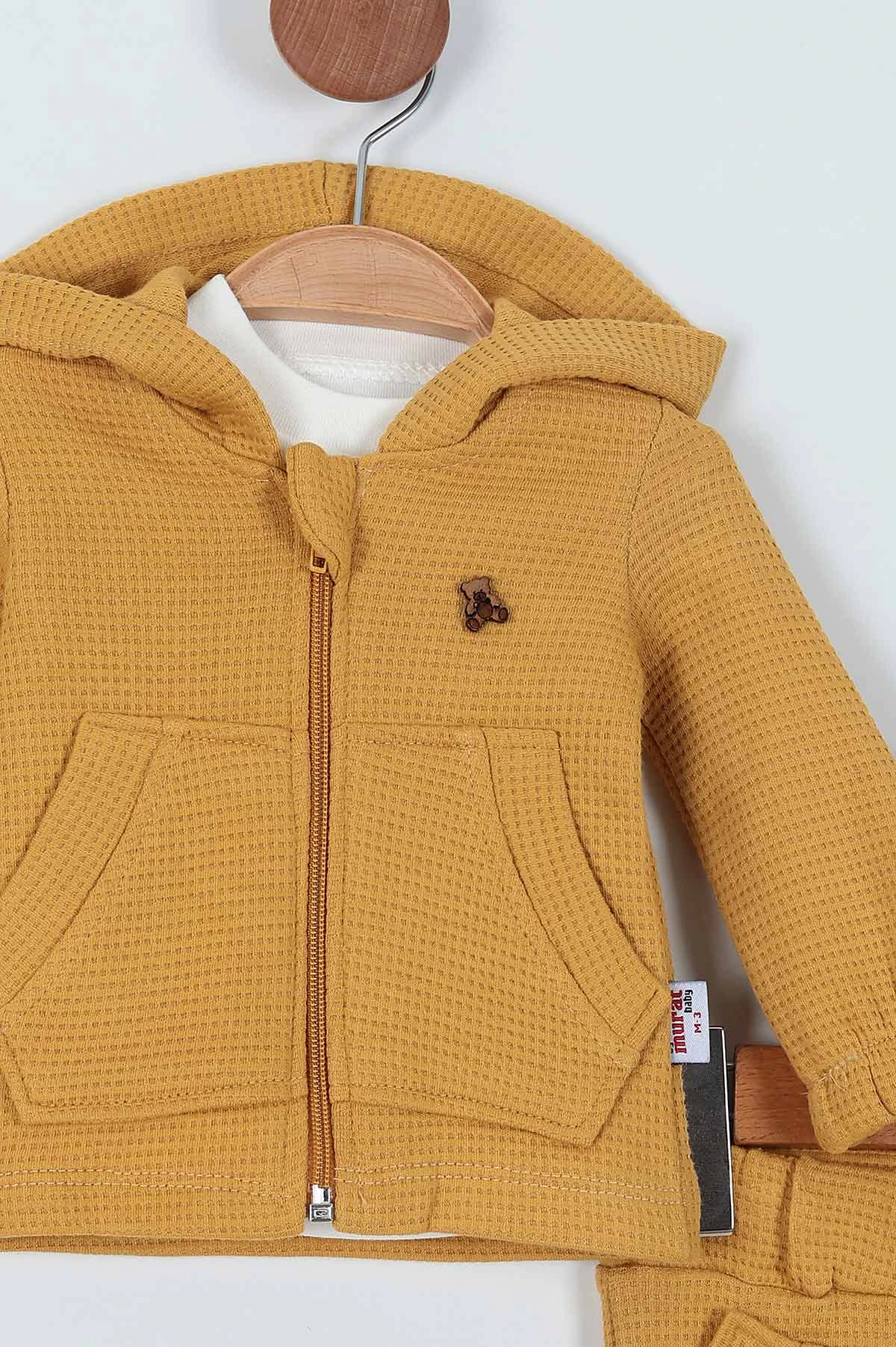 Hardal (0-15 Ay) Baskılı Waffle Kumaş İki İp Erkek Bebe Takım 229145