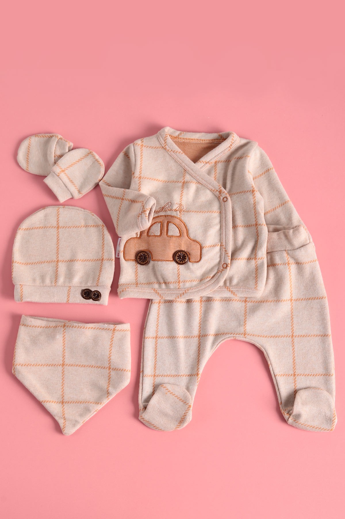 Hardal (0-6 Ay) Nakışlı Erkek Bebe Takım 223417