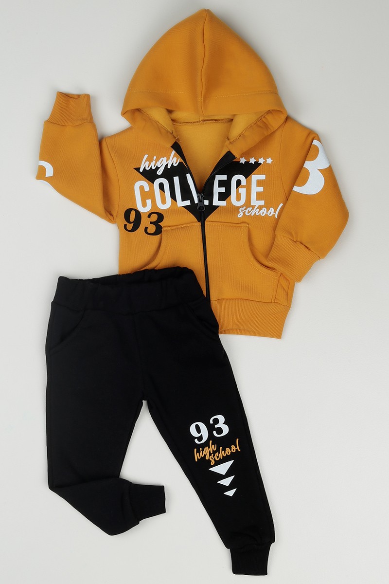 Hardal (1-4 Yaş) Collage Baskılı İçi Şardonlu Erkek Çocuk Takım 86243