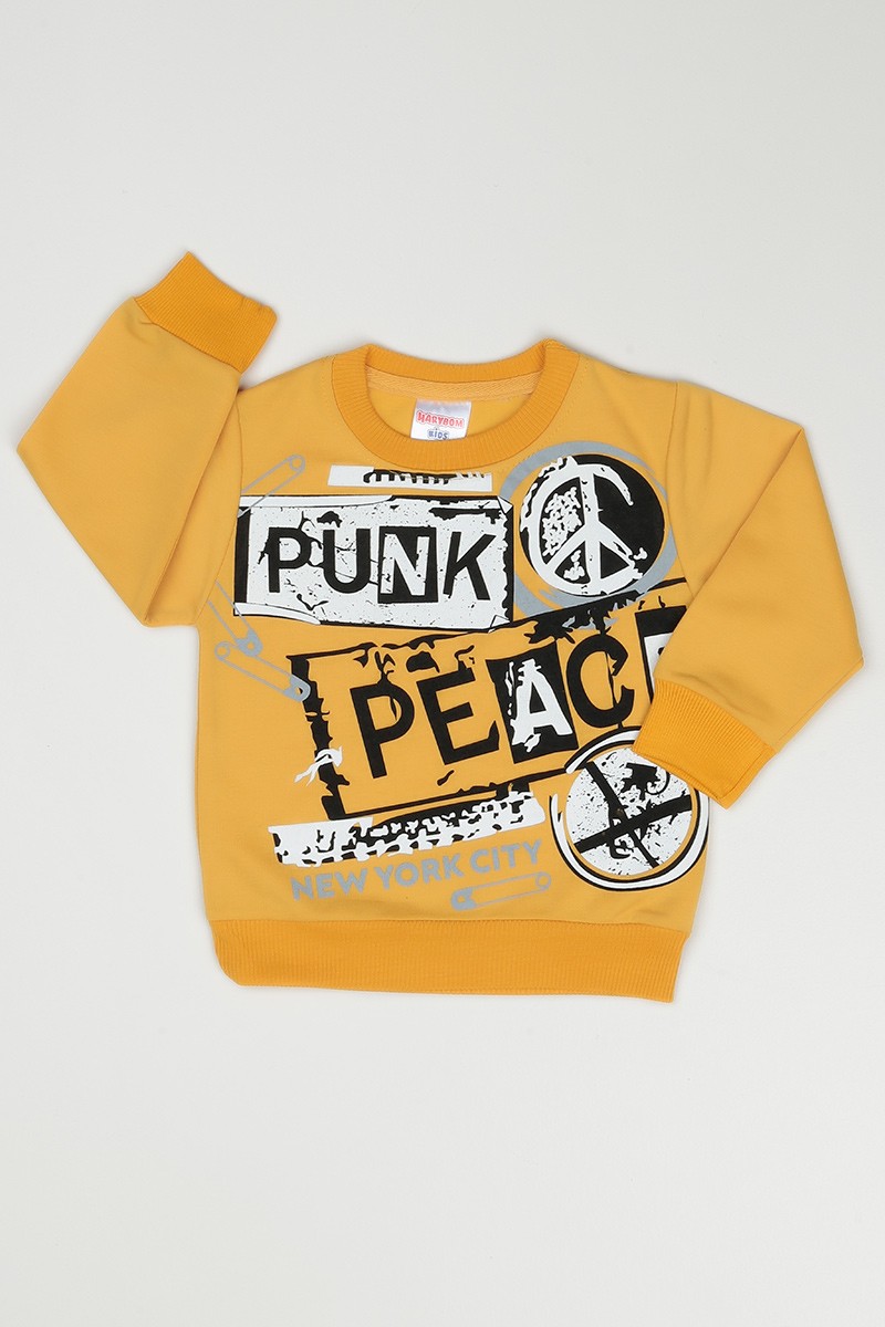 Hardal (2-5 Yaş) Punk Peace Baskılı Erkek Çocuk Sweatshirt 90243