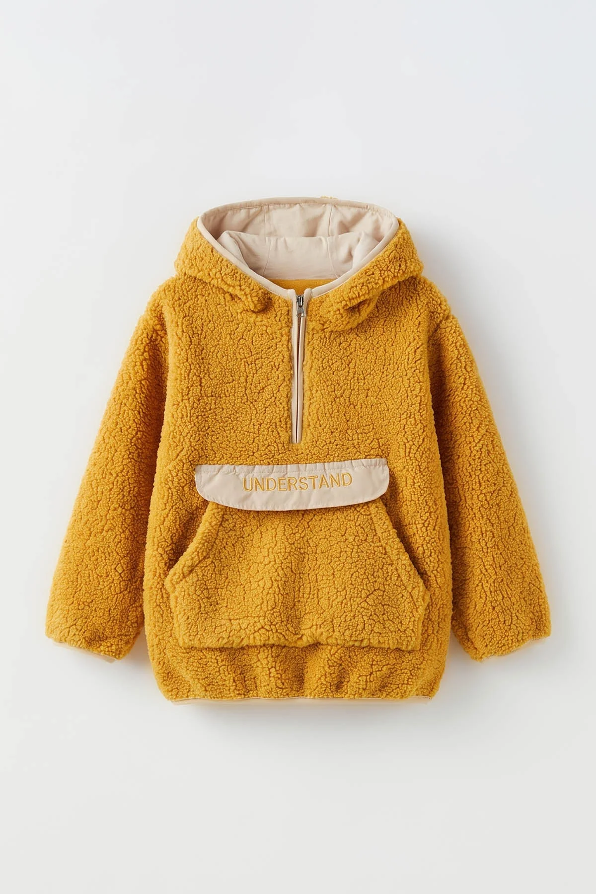 Hardal (4-8 Yaş) Understand Nakışlı Kapüşonlu Kanguru Cepli Yardım Fermuarlı Kuzu Erkek Çocuk Sweatshirt 497531