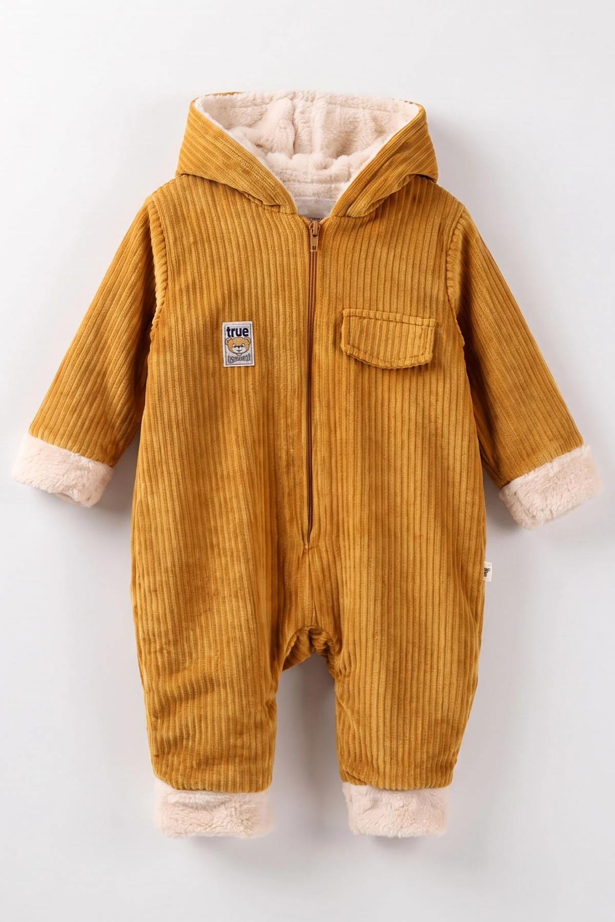 Hardal (6-24 Ay) Kulak Figürlü İçi Peluş Önden Fermuarlı Bebek Tulum 482055
