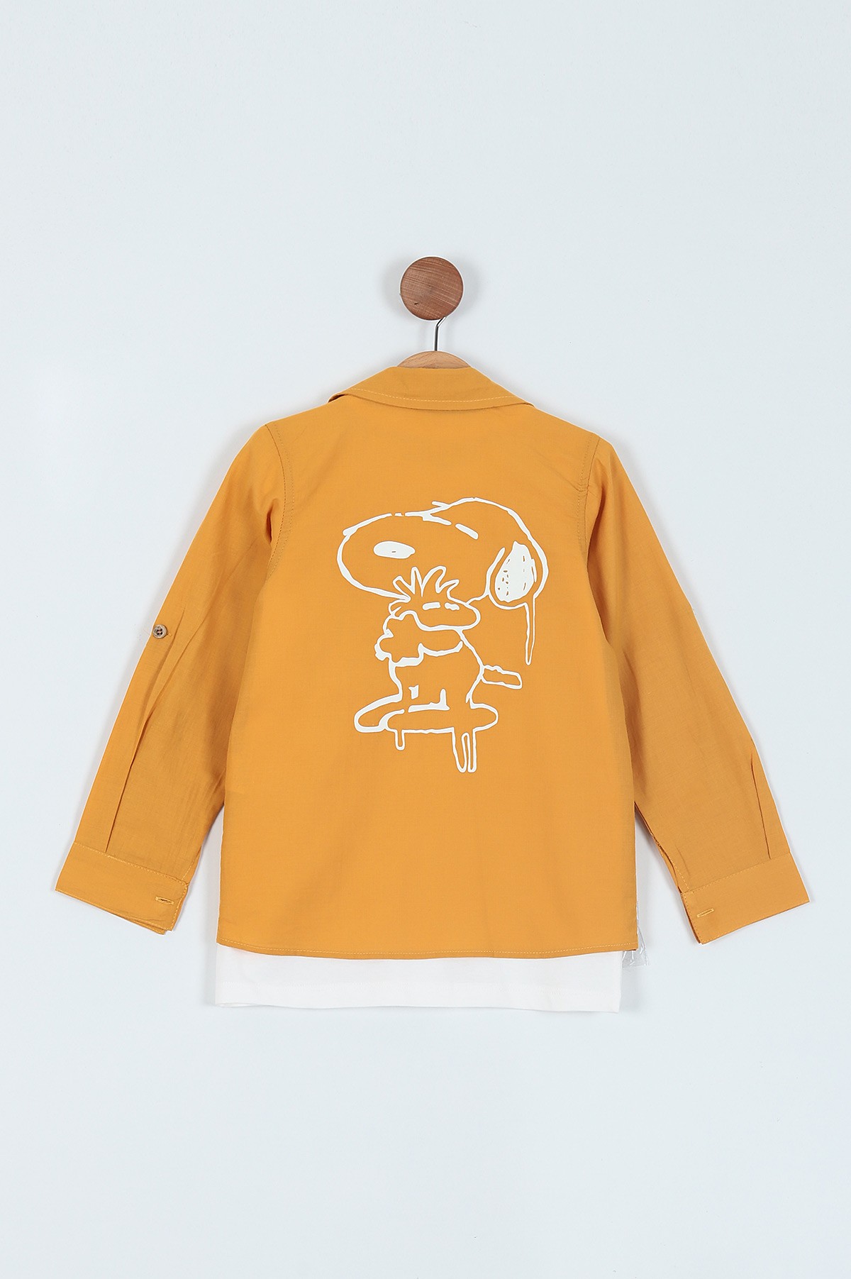 Hardal (6-9 Yaş) Snoppy Baskılı Cepli Gömlek Tişört 2Lİ Erkek Çocuk Takım 217722
