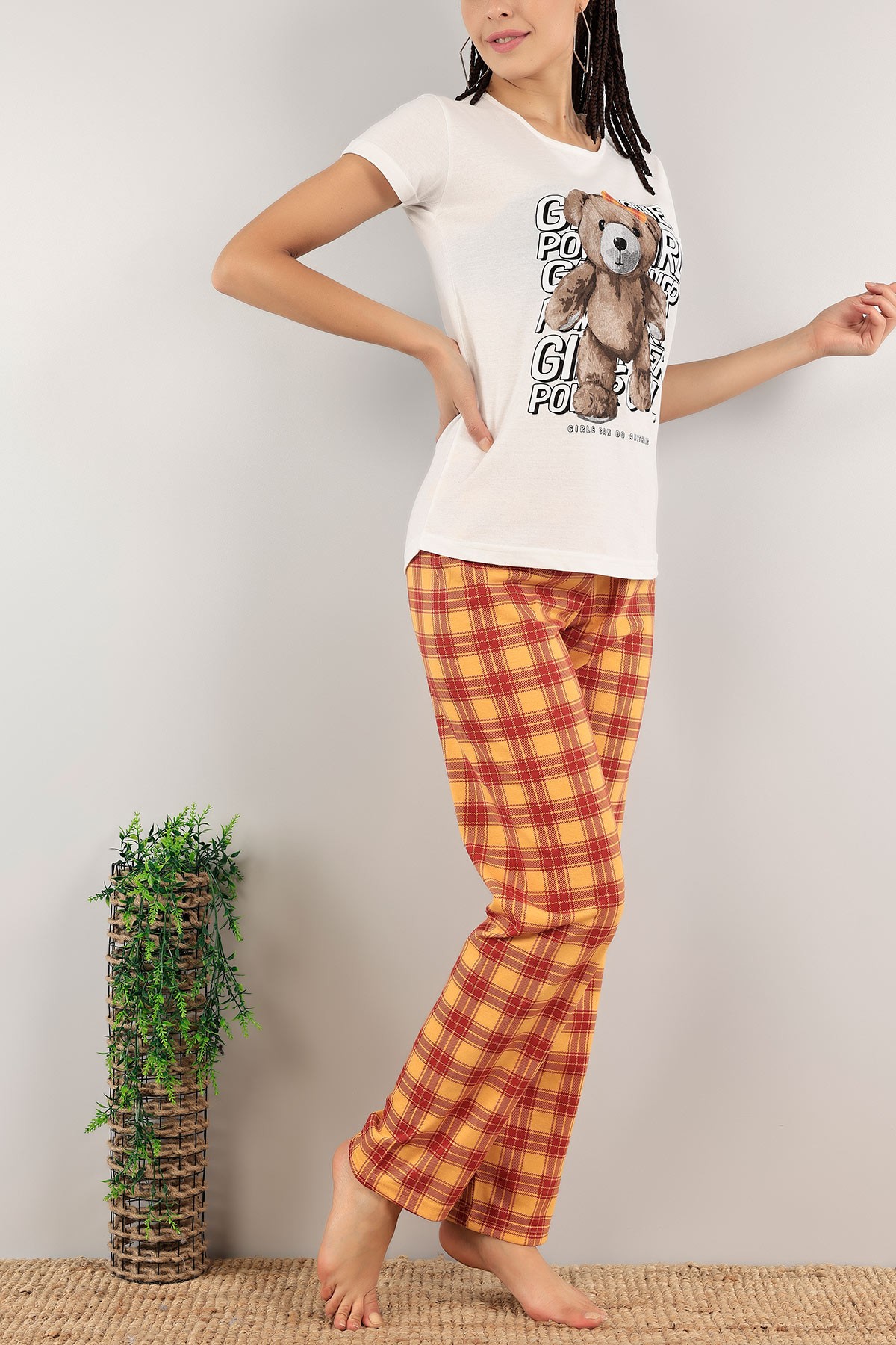 Hardal Baskılı Bayan Pijama Takımı 123044