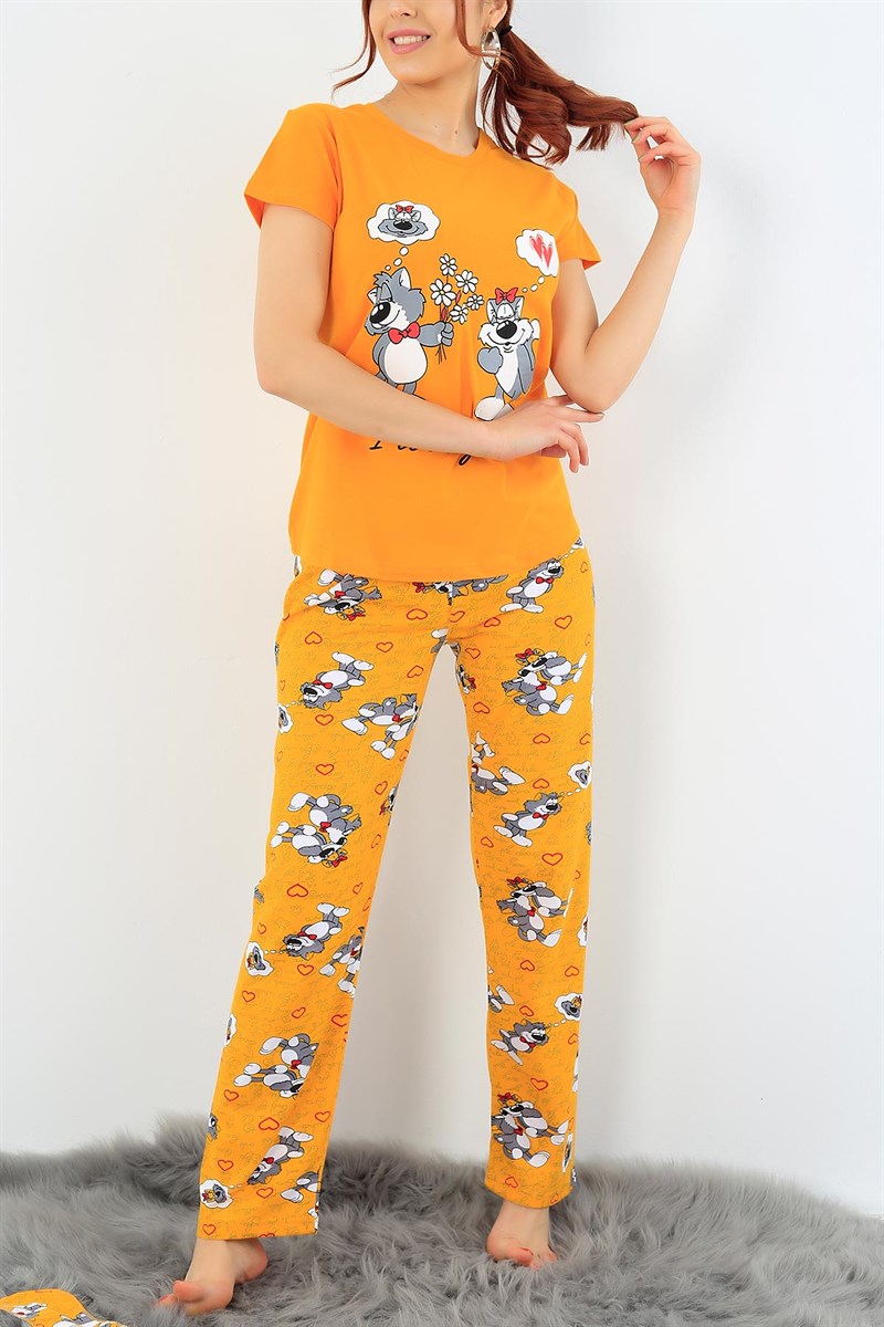 Hardal Baskılı Bayan Pijama Takımı 32063