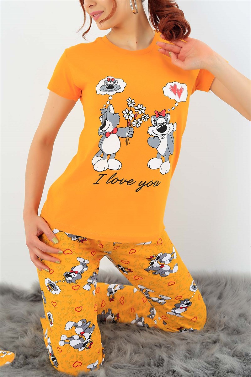 Hardal Baskılı Bayan Pijama Takımı 32063