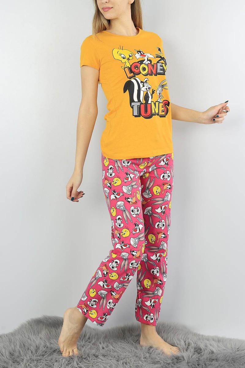 Hardal Baskılı Bayan Pijama Takımı 54391