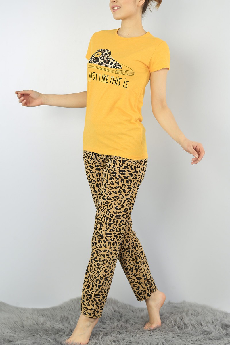 Hardal Baskılı Bayan Pijama Takımı 54396