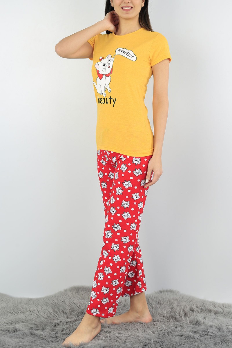 Hardal Baskılı Bayan Pijama Takımı 54417