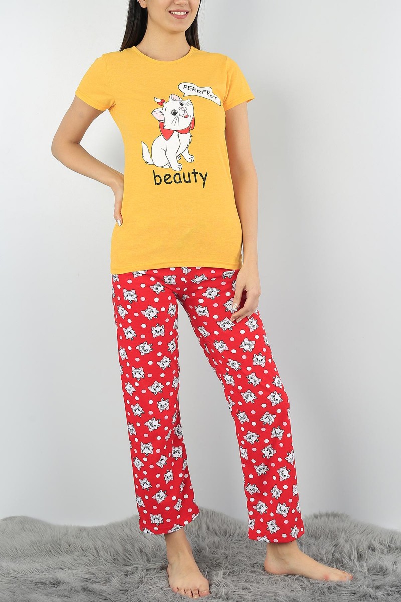 Hardal Baskılı Bayan Pijama Takımı 54417