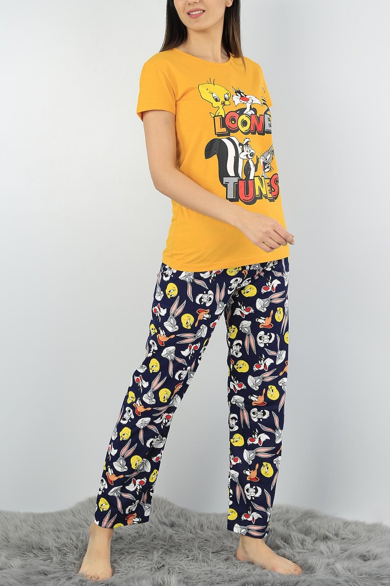 Hardal Baskılı Bayan Pijama Takımı 54422