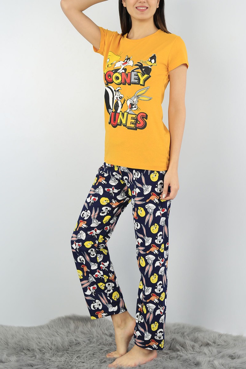 Hardal Baskılı Bayan Pijama Takımı 54422