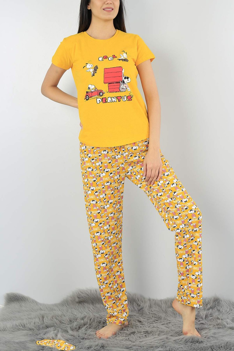 Hardal Baskılı Bayan Pijama Takımı 54476
