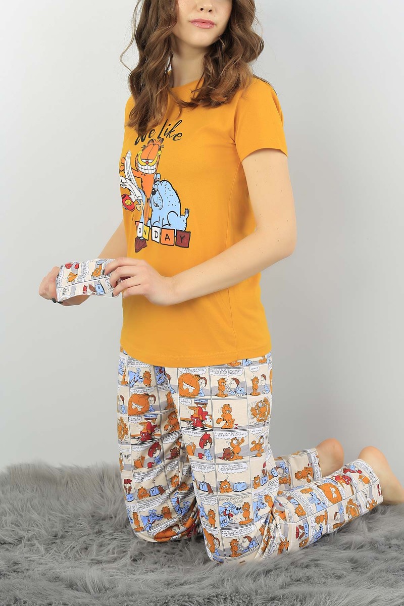 Hardal Baskılı Bayan Pijama Takımı 56806