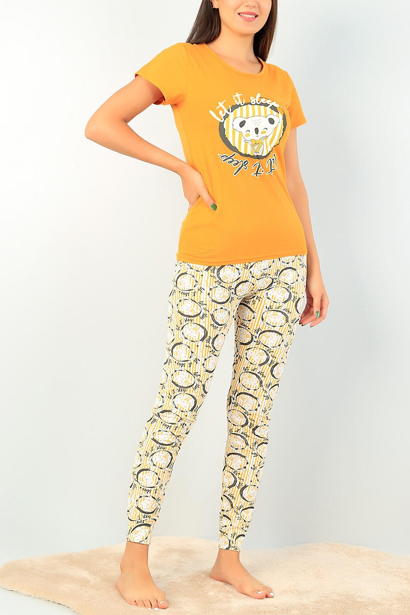 Hardal Baskılı Bayan Pijama Takımı 73585
