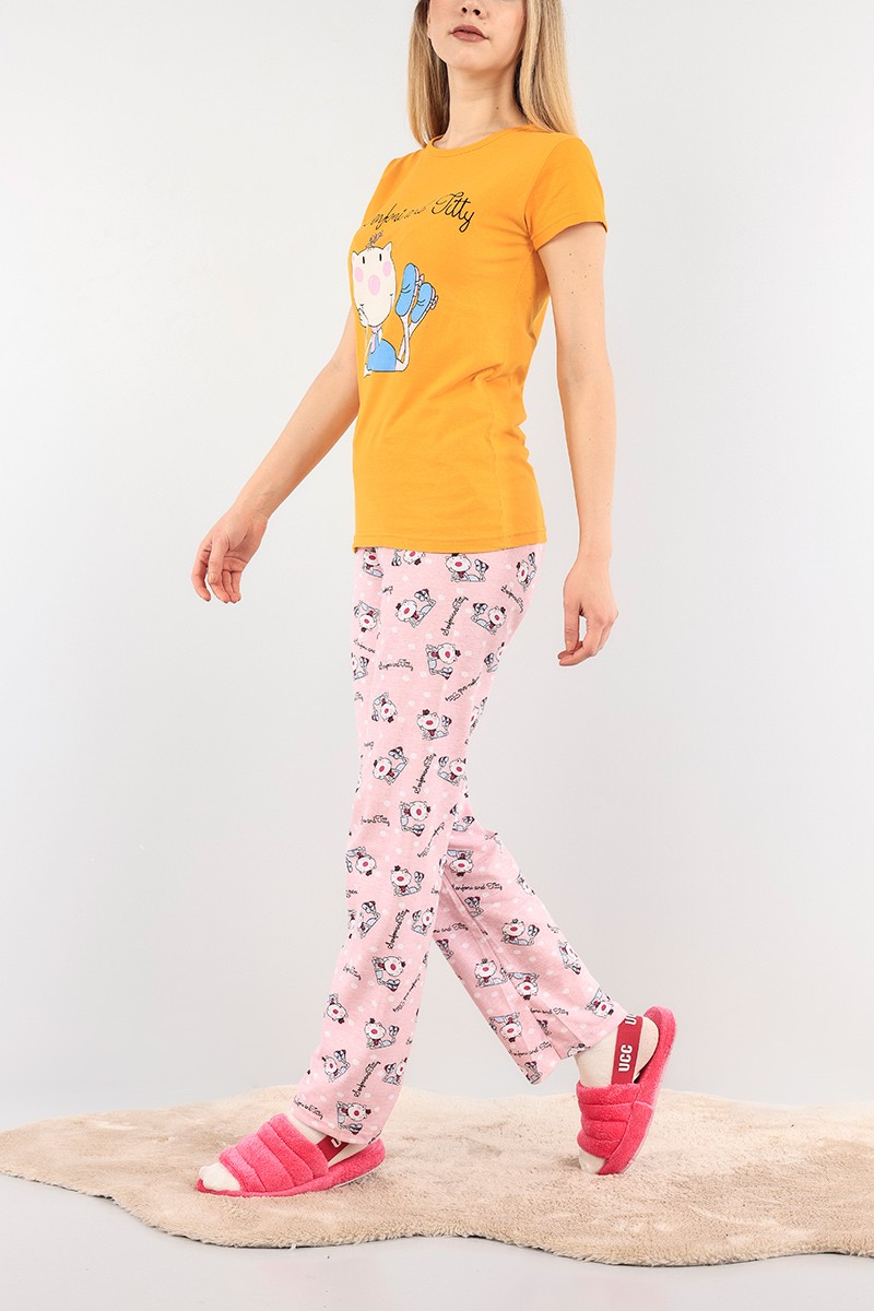 Hardal Baskılı Bayan Pijama Takımı 92067