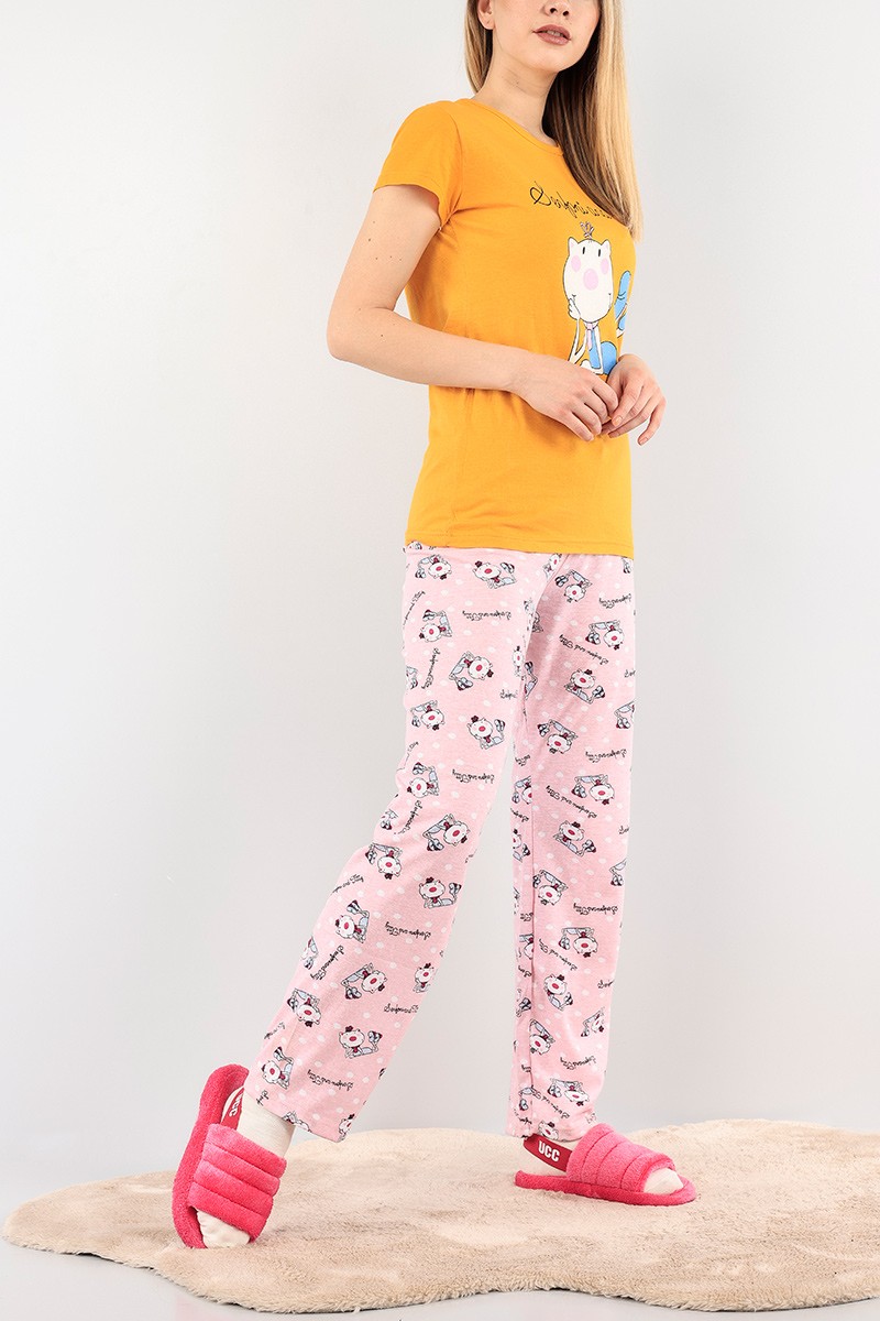 Hardal Baskılı Bayan Pijama Takımı 92067