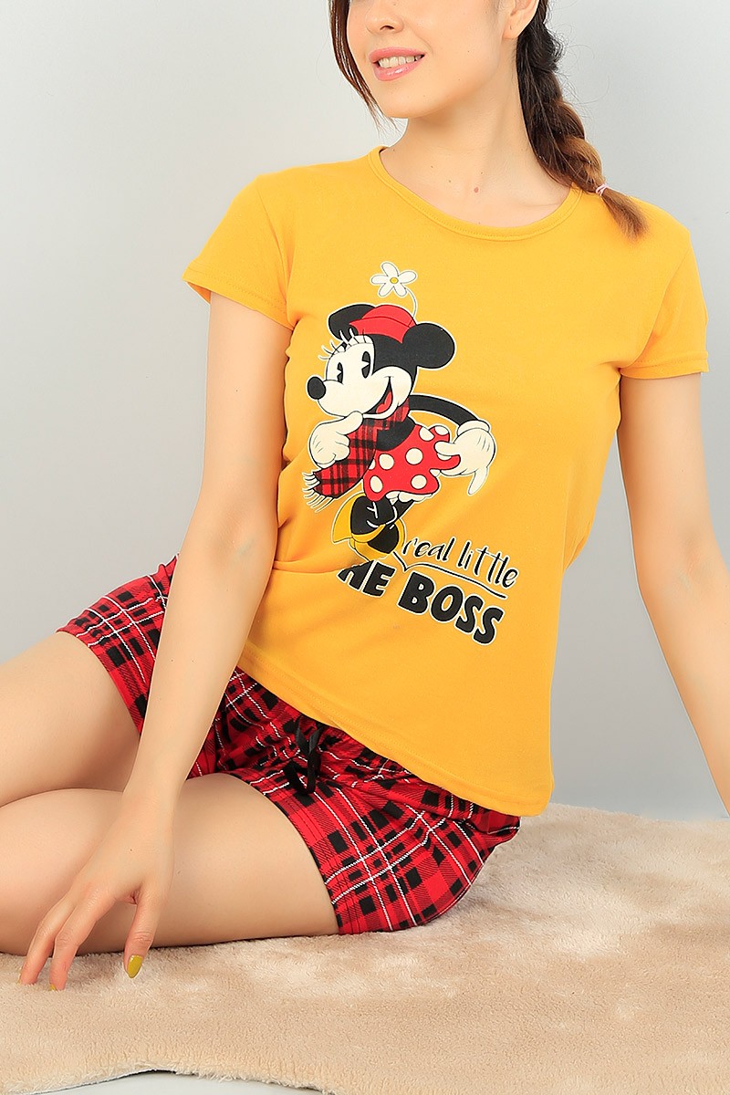 Hardal Baskılı Bayan Şort Pijama Takımı 67012