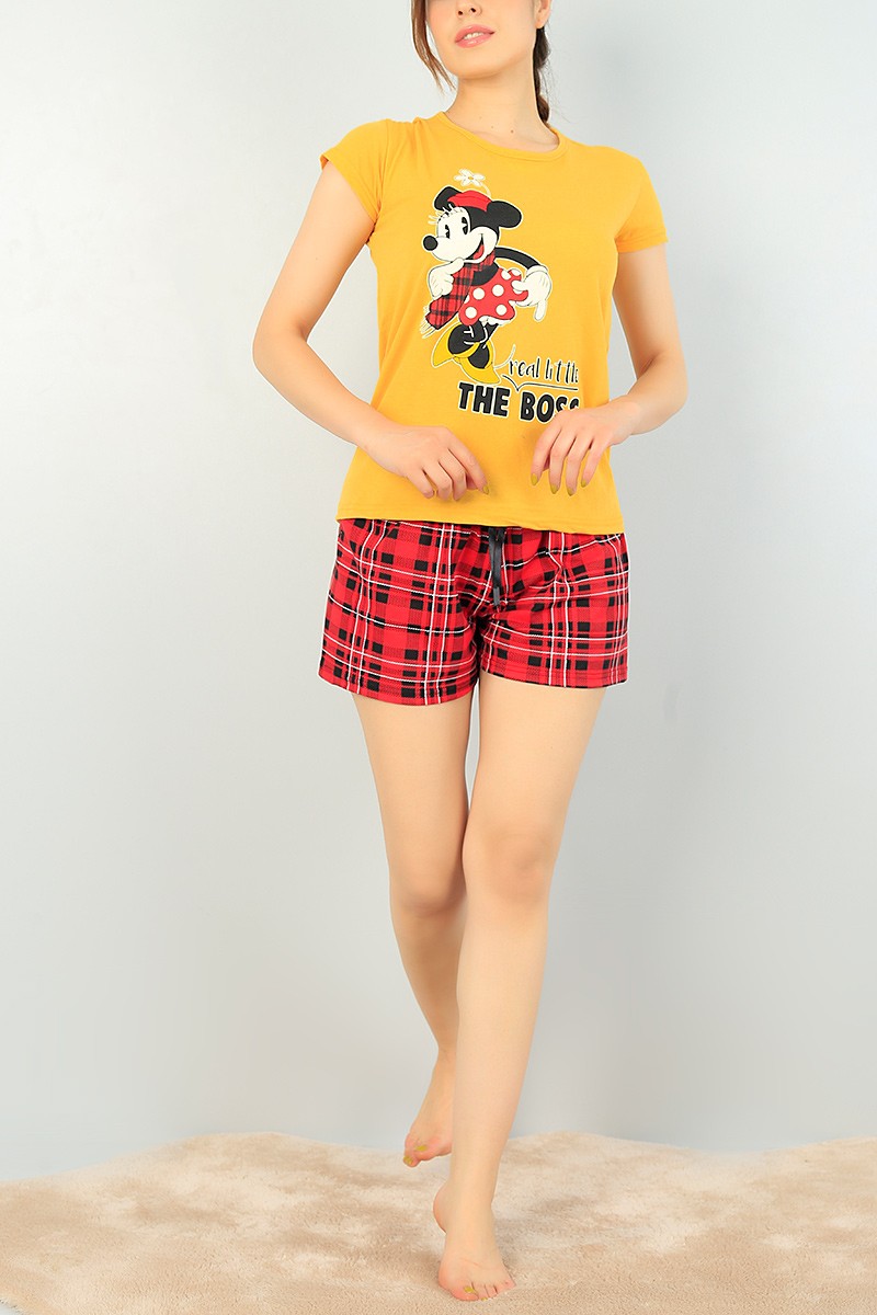 Hardal Baskılı Bayan Şort Pijama Takımı 67012