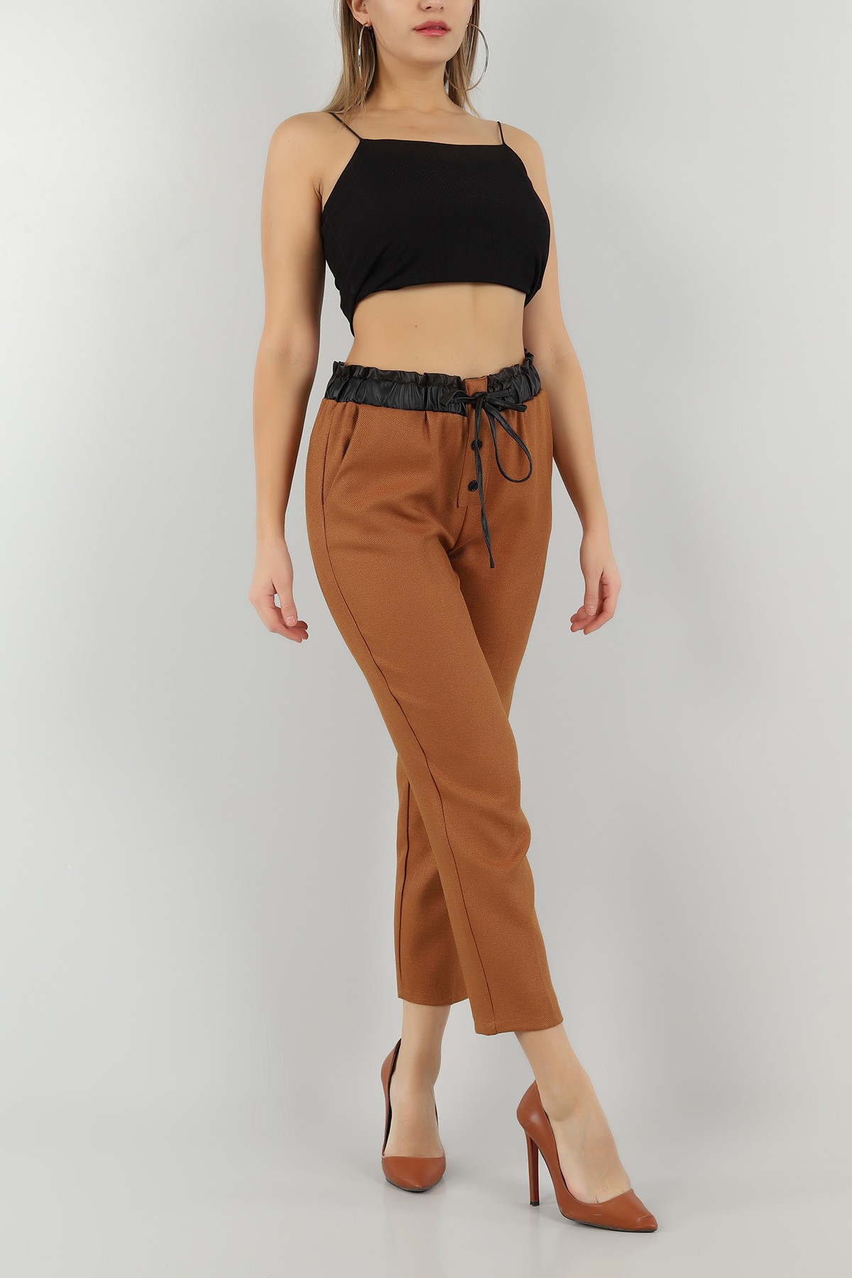 Hardal Beli Lastikli Yün Efek Pantolon 149035
