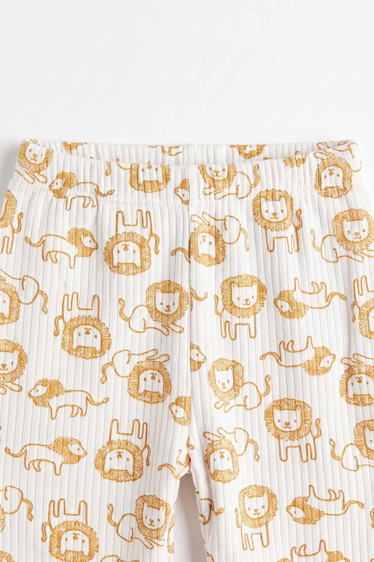 Hardal Beyaz  (1-3 Yaş) Aslan Desenli Raporlu Çocuk Pijama Takım 477333