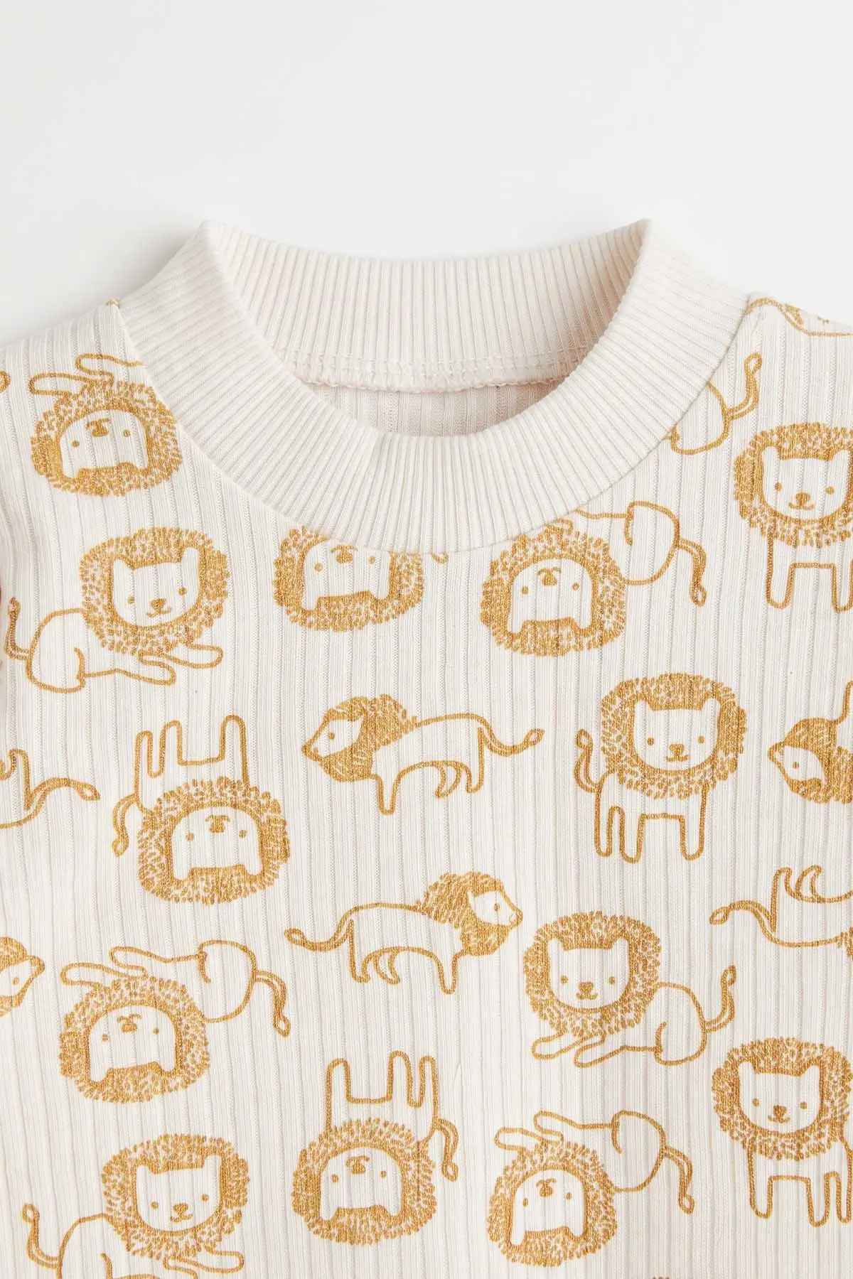 Hardal Beyaz  (1-3 Yaş) Aslan Desenli Raporlu Çocuk Pijama Takım 477333