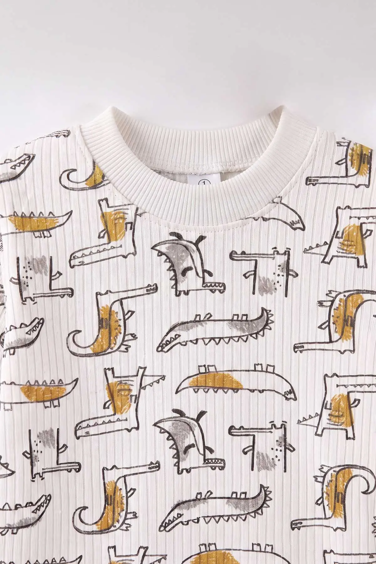 Hardal Beyaz  (1-3 Yaş) Balık Desenli Raporlu Çocuk Pijama Takım 477336