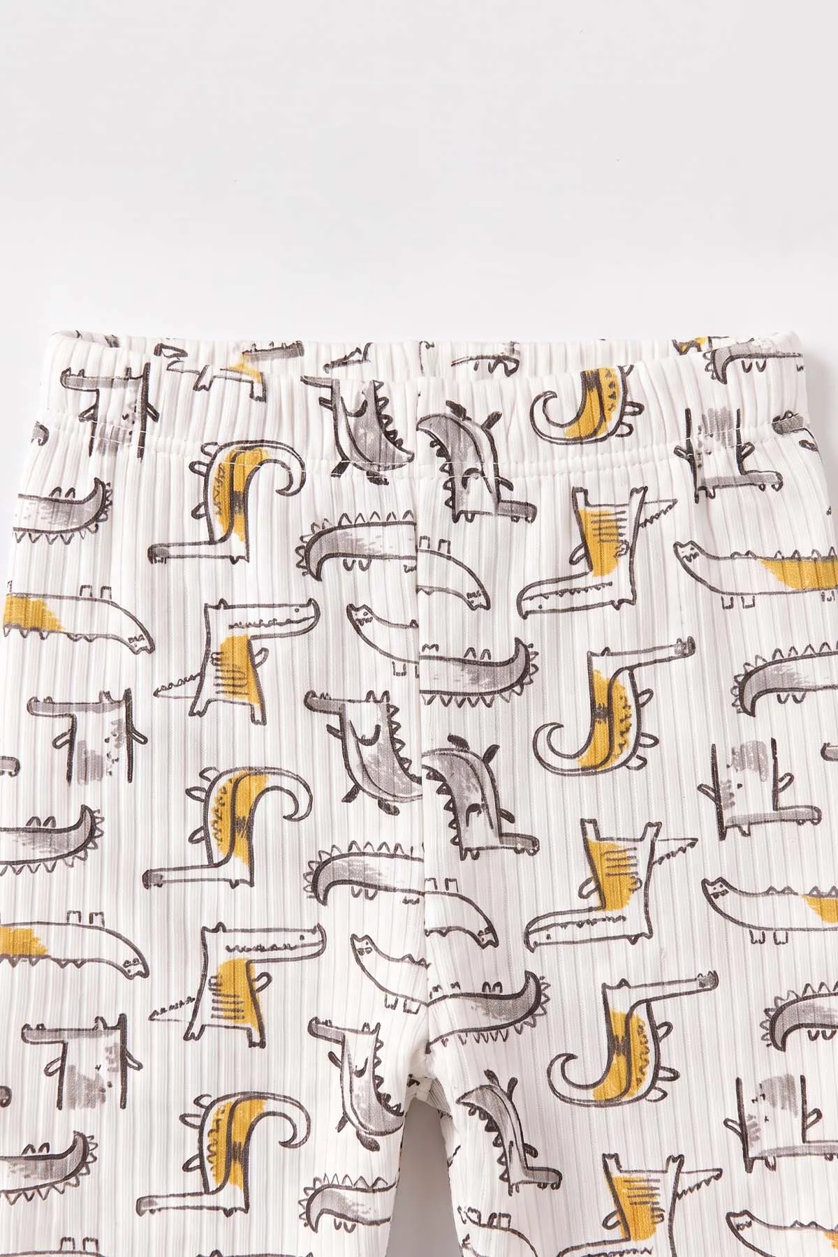 Hardal Beyaz  (1-3 Yaş) Balık Desenli Raporlu Çocuk Pijama Takım 477336