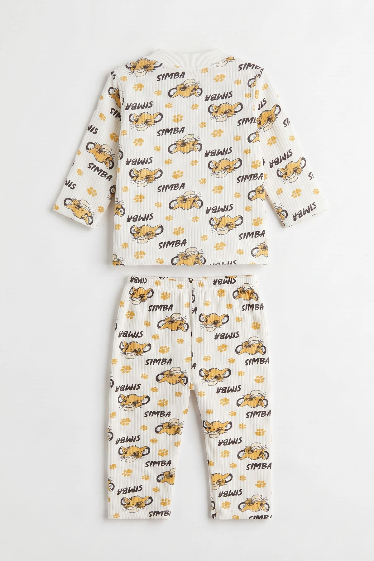 Hardal Beyaz  (1-3 Yaş) Simba Desenli Raporlu Çocuk Pijama Takım 477340