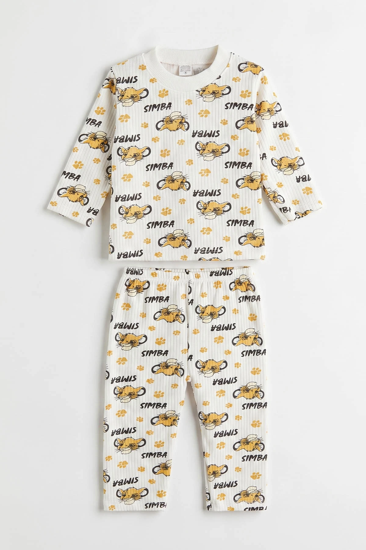 Hardal Beyaz  (1-3 Yaş) Simba Desenli Raporlu Çocuk Pijama Takım 477340