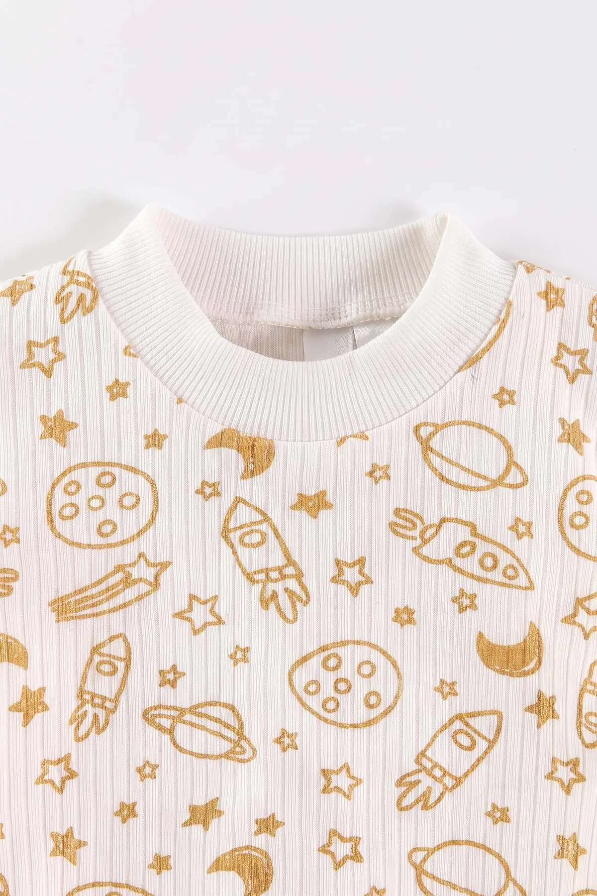 Hardal Beyaz (1-3 Yaş) Uzay Desenli Raporlu Çocuk Pijama Takım 477270