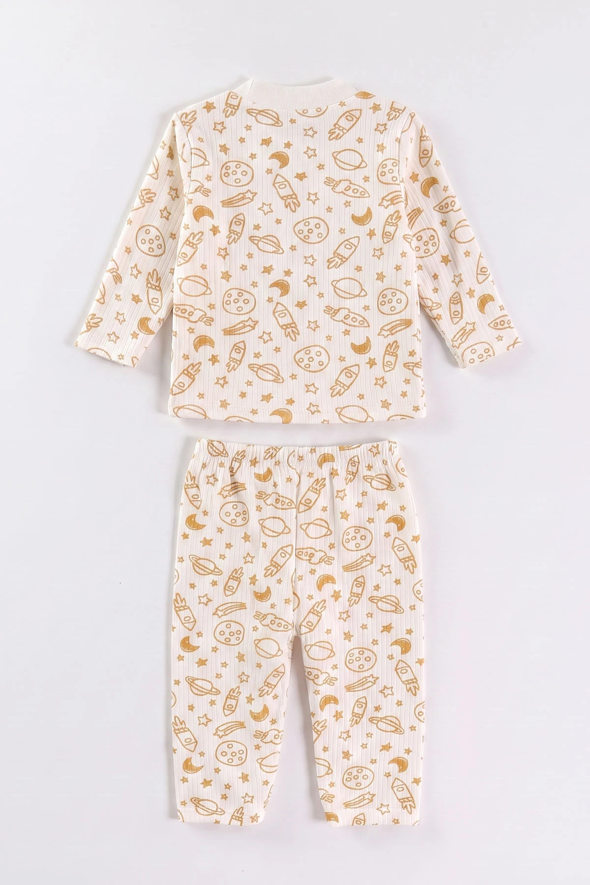 Hardal Beyaz (1-3 Yaş) Uzay Desenli Raporlu Çocuk Pijama Takım 477270