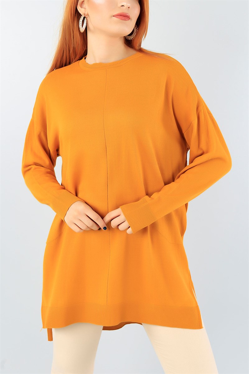 Hardal Cep Detay Triko Tunik 42132