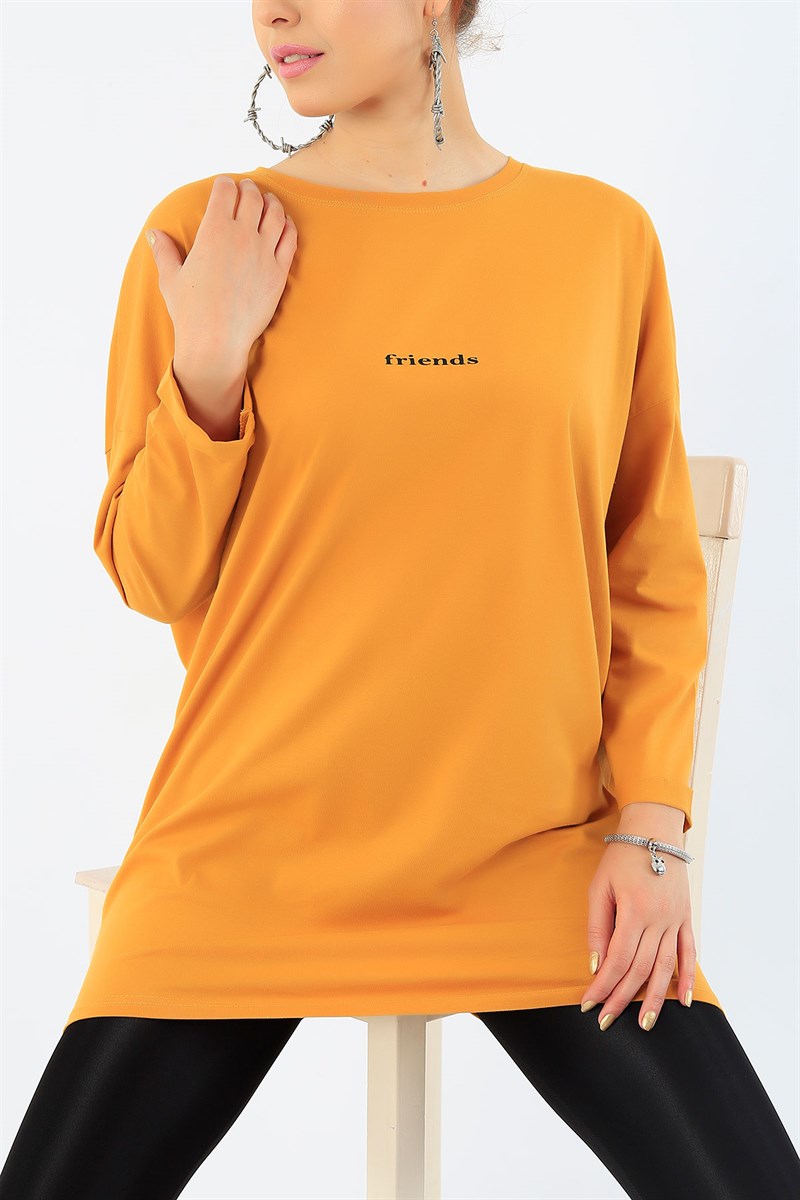 Hardal Duble Kol Friends Baskılı Tunik 33210