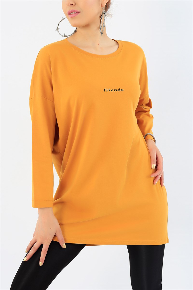 Hardal Duble Kol Friends Baskılı Tunik 33210