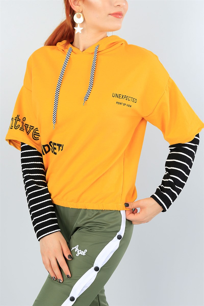 Hardal Eklemeli Bayan Beli Lastikli Sweat 39623