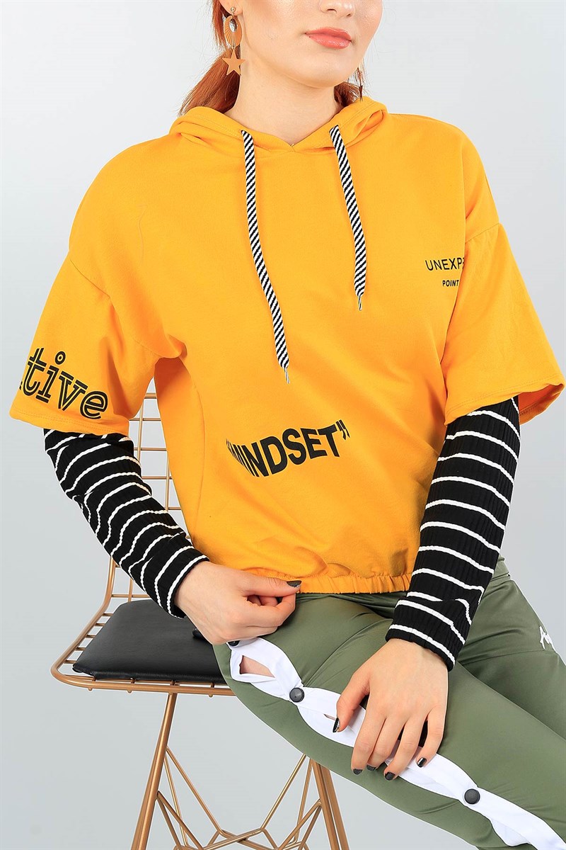 Hardal Eklemeli Bayan Beli Lastikli Sweat 39623