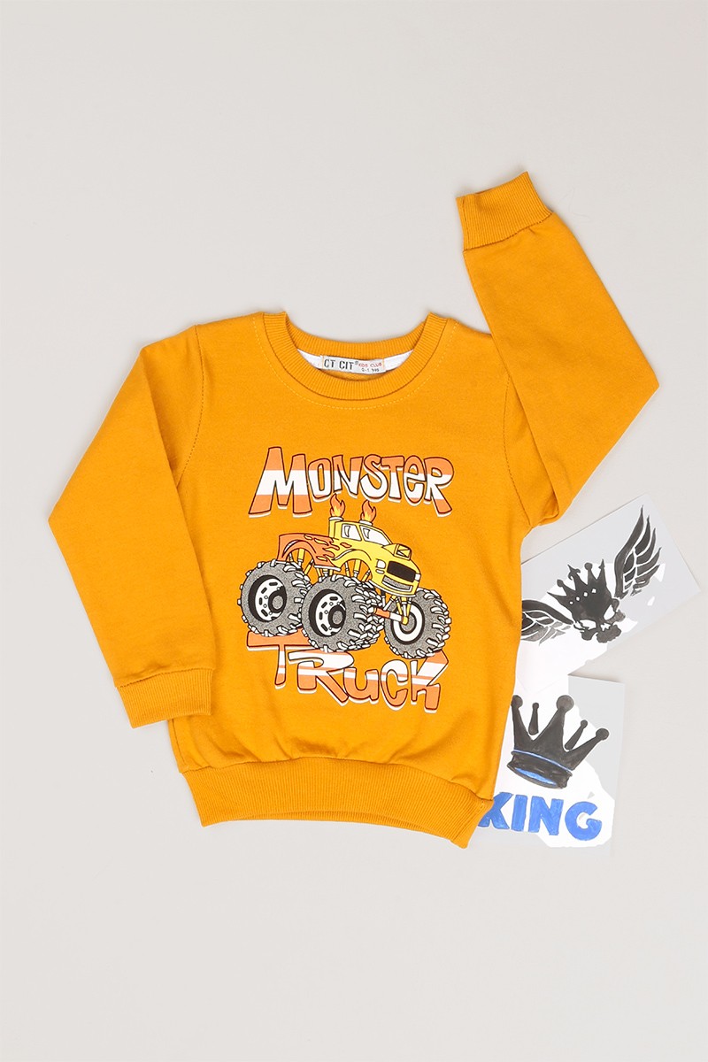 Hardal İçi Şardonlu Monster Baskılı Erkek Çocuk Sweat 80971