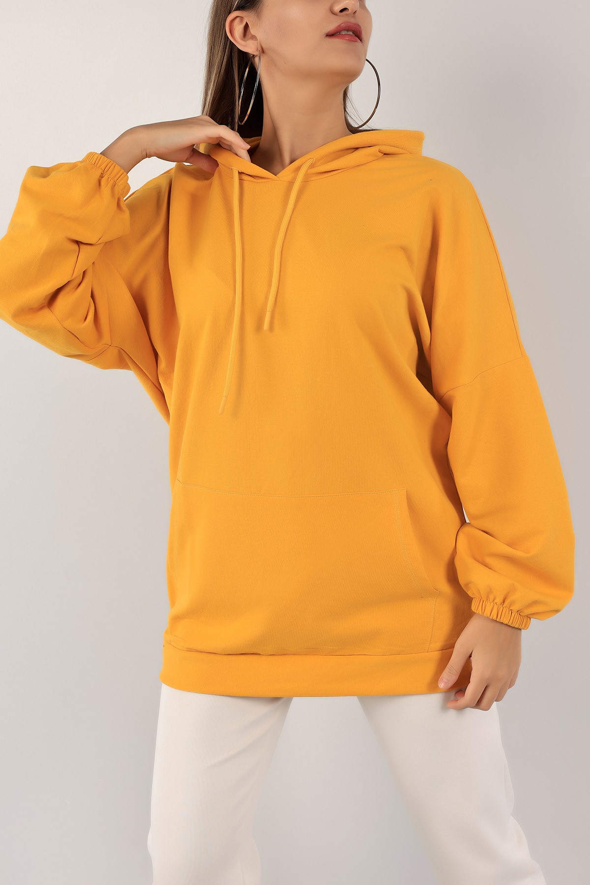 Hardal Kapüşonlu İki İp Sweat Tunik 136616