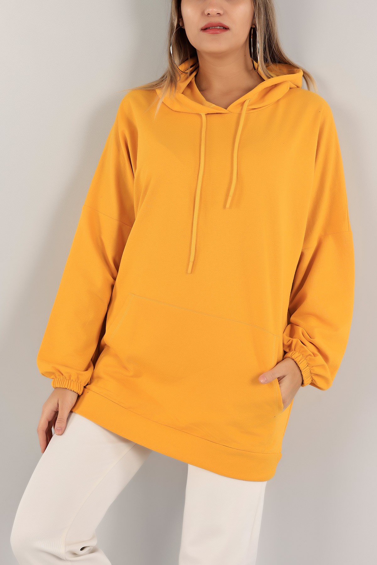 Hardal Kapüşonlu İki İp Sweat Tunik 136616