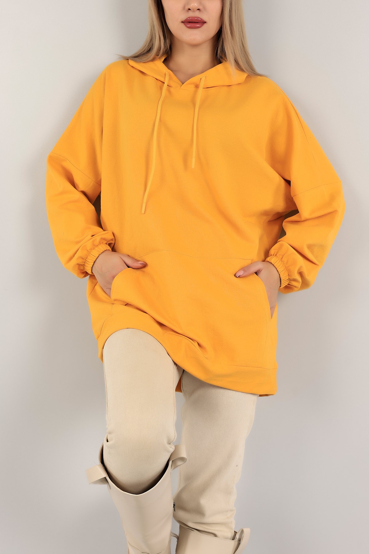 Hardal Kapüşonlu İki İp Sweat Tunik 142988