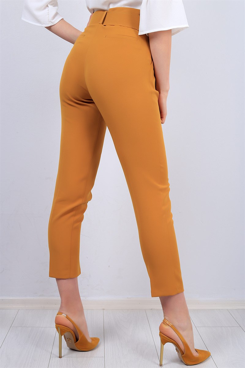 Hardal Kemerli Bayan Kumaş Pantolon 12746B