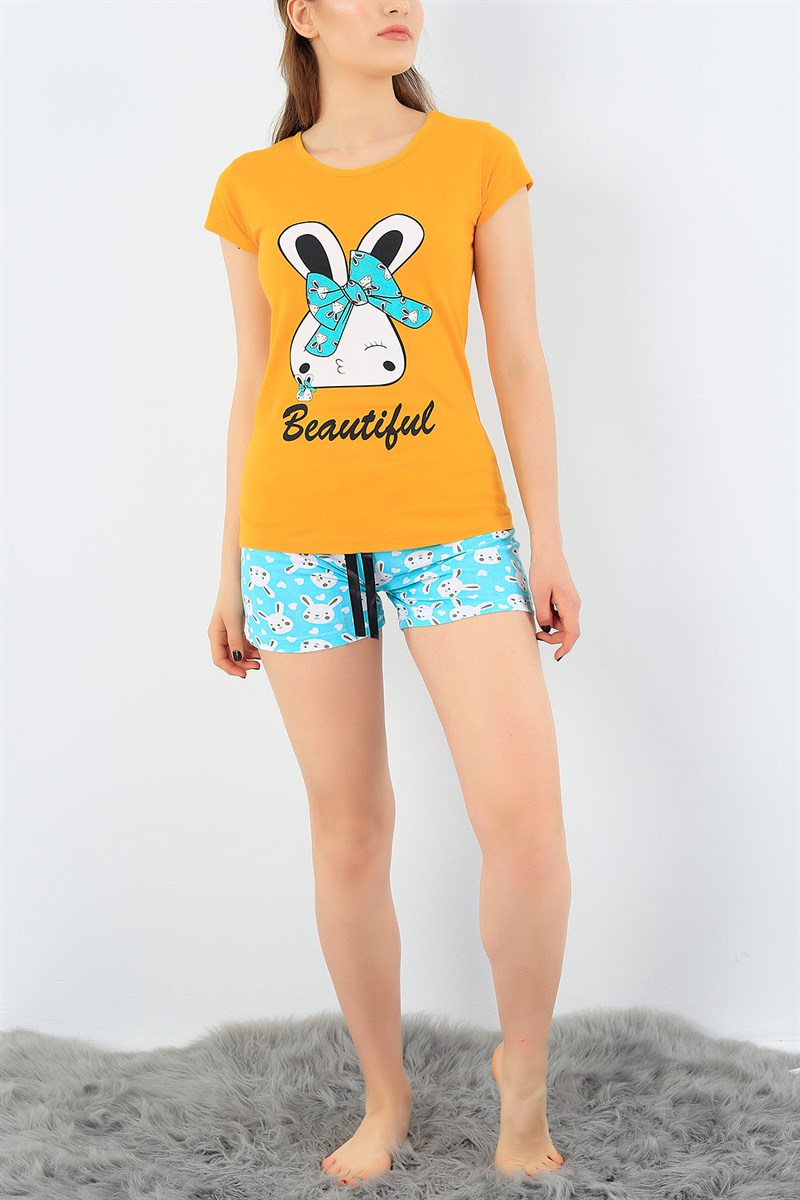 Hardal Likralı Bayan Pijama Takımı 34480