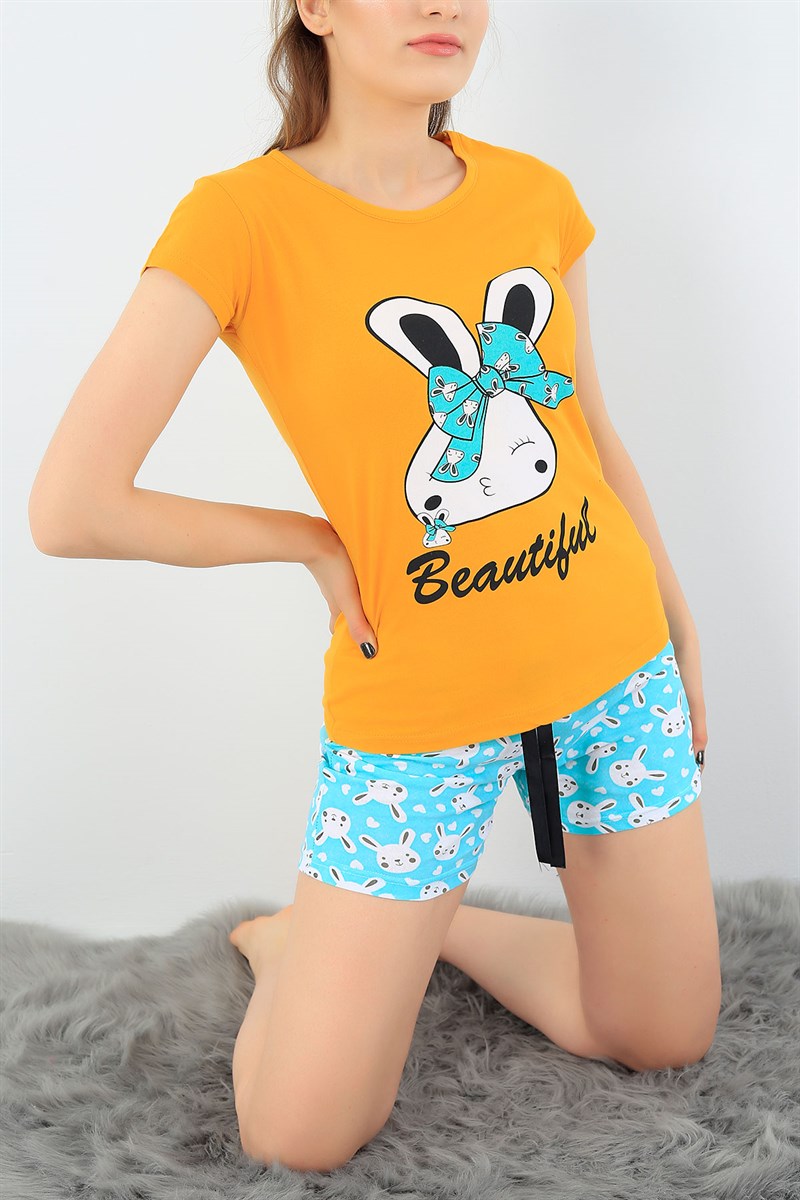 Hardal Likralı Bayan Pijama Takımı 34480