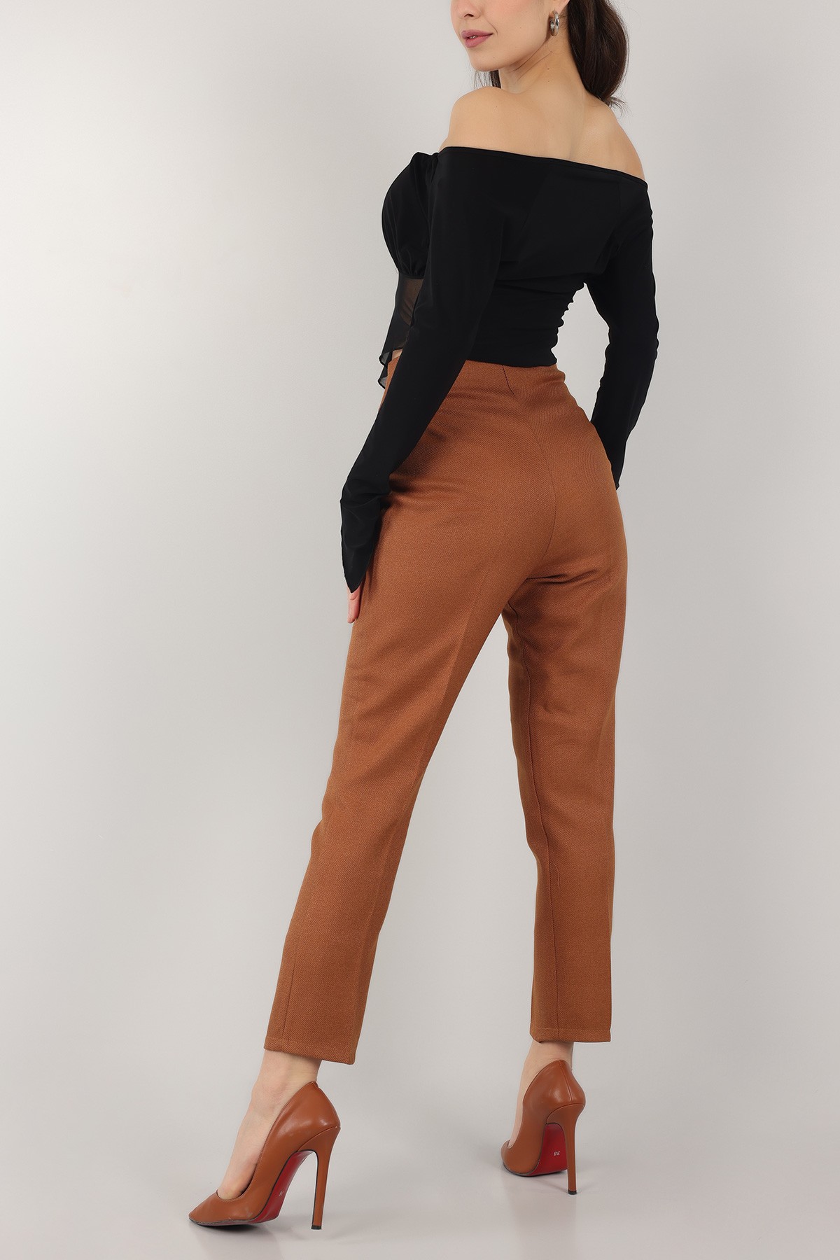 Hardal Pensli Cepsiz Yün Efek Pantolon -T 149096
