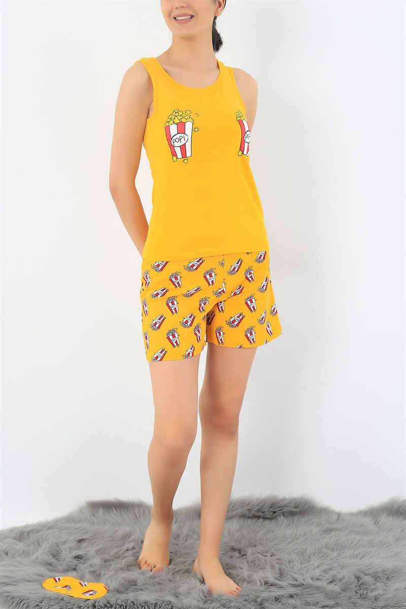Hardal Pop Corn Baskılı Pijama Takımı 32720