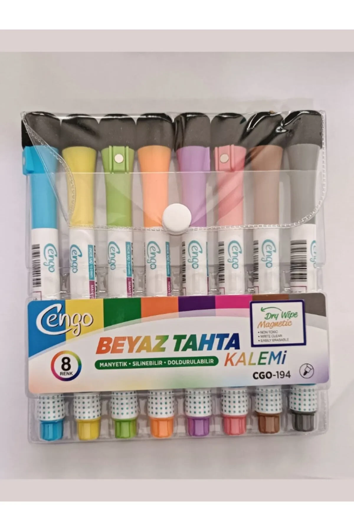 Cengo Manyetik Özellikli Doldurulabilir Silgili İşaretleme Kalemi-Marker 8'li Set 273867