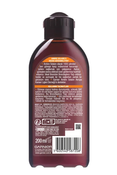 Garnier Ambre Solaire İdeal Bronzluk Bronzlaştırıcı Yağ 200 ml 260435