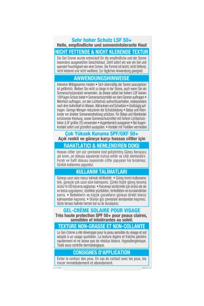 Garnier Ambre Solaire Sensitive Expert SPF50+ Güneş Koruyucu Jel Krem 50ml 260487